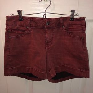 Dark Maroon Jean Shorts